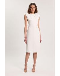 Karen Millen - Tailored Sleeveless Neck Detail Pencil Midi Dress - Lyst