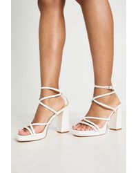 Boohoo - Cross Strap Platform Heels - Lyst