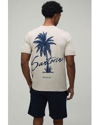 BoohooMAN - Regular Fit Palm Print T-Shirt & Short Set - Lyst