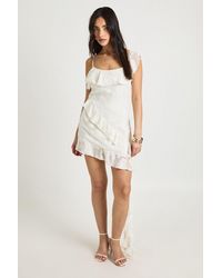 Boohoo - Floral Burnout Ruffle Detail Slip Dress - Lyst