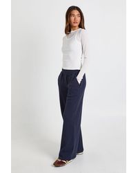 Boohoo - Rib Deep Waistband Wide Leg Trouser - Lyst