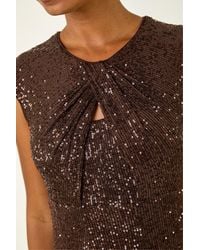 Roman - Sequin Twist Front Stretch Dress - Lyst