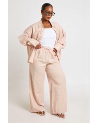 Boohoo - Plus Stripe Wide Leg Trouser - Lyst