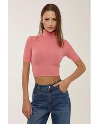 Hiccup - Slim Fit Turtleneck Knitted Crop Top - Lyst