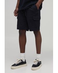 BoohooMAN - Tall Skinny Fit Twill Mid Length Cargo Shorts - Lyst