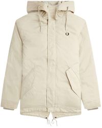 Fred Perry - Light Oyster Short Padded Parka Jacket - Lyst