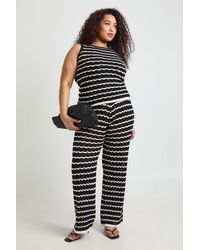 Boohoo - Plus Crochet Stripe Knit Top And Wide Leg Co-Ord - Lyst