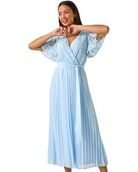 Roman - Lace Detail Wrap Midi Dress - Lyst