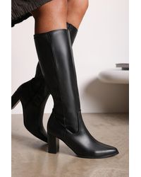 Where's That From - Wheres 'Frankie' Faux Leather Knee High Boots With Block Heel - Lyst