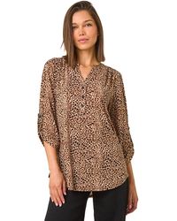 Roman - Animal Print Stretch Blouse - Lyst