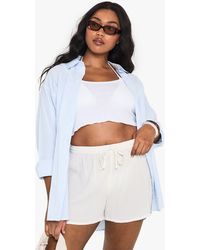 Boohoo - Plus Cheesecloth Beach Shorts - Lyst