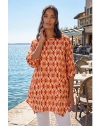 Roman - Cotton Geometric Pocket Longline Tunic Top - Lyst