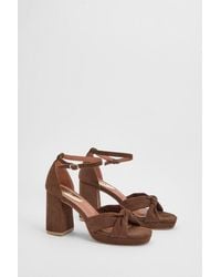 Faith - Amara Faux Suede Open Toe High Block Heeled Sandals - Lyst