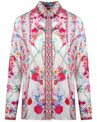 Inoa - Rosetto Gardenia 1202118 Floral Long Sleeve Blouse Silk Shirt - Lyst