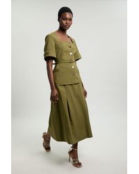 Karen Millen - Viscose Blend Tailored Full Skirt - Lyst