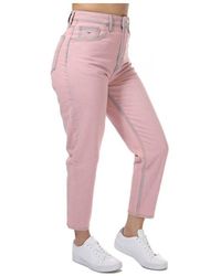 Tommy Hilfiger - Mom-jeans Met Ultrahoge Taille En Taps Toelopende Pijpen Voor , Roze - Lyst