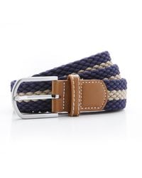 Asquith & Fox - Two Colour Stripe Braid Stretch Belt /Khaki) - Lyst