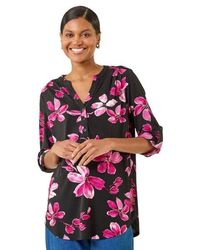 Roman - Floral Puff Print Stretch Top - Lyst