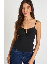Boohoo - Bengaline Metal Trim Strappy Corset Top - Lyst