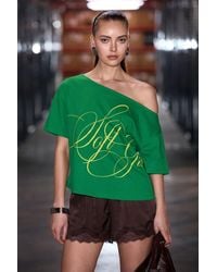 Grimelange - Printed Crop Boat Neck T-Shirt - Lyst