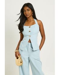 Boohoo - Button Halter Square Neck Waistcoat - Lyst