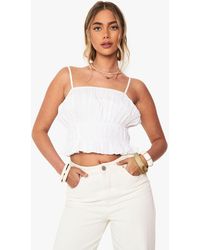 Boohoo - Shirred Cotton Poplin Cami Top - Lyst