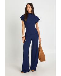 Boohoo - Tall Crinkle Tie Back Top Wide Leg Trouser Co Ord - Lyst