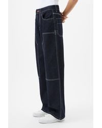 French Connection - Dark Cotton Relaxed Fit Contrast Stitch Denim Jeans - Lyst