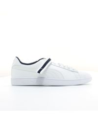 PUMA - Smash V2 Weiße Leder Herren Schnürungstrainer 366912 02 - Lyst