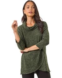 Roman - Petite Brushed Knit Wrap Top - Lyst