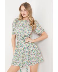 Oasis - Ditsy Floral Scuba Crepe Puff Sleeve Mini Swing Dress - Lyst