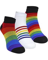 Sock Snob - 3 Pack Ladies Trainer Cotton Socks Bright Colourful Striped - Lyst