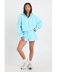 Boohoo - Petite Deep Hem 3 Piece Crop Zip Through Short Tracksuit - Lyst