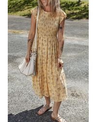 Azura Exchange - Bloemenprint Gelaagde Midi-jurk - Lyst