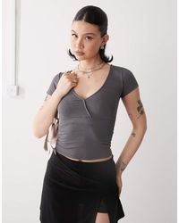 Motel - Machiko Plunge Front Wrap Top - Lyst