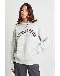 Boohoo - Sports Club Oversized Knitted Hoodie - Lyst