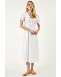 Roman - Cotton Crochet Trim Dress - Lyst