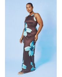 Boohoo - Plus Large Floral Racer Neck Maxi Dress - Lyst