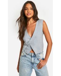 Boohoo - Woven Asymmetric Tie Side Waistcoat - Lyst