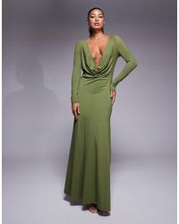 ASOS - Sculpting Jersey Long Sleeve Cowl Neck Maxi Dress - Lyst
