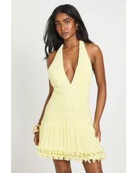Boohoo - Pleated Plisse Ruffle Hem Mini Dress - Lyst