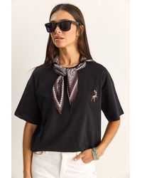 Bianco Lucci - Loose Fit Crew Neck Embroidered T-Shirt - Lyst