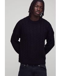 BoohooMAN - Boxy Fit Cable Knitted Jumper - Lyst