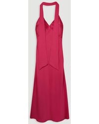 Karen Millen - Halter Pleated Woven Maxi Dress - Lyst