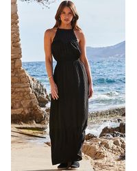 Sosandar - Crochet Halter Neck Maxi Dress - Lyst