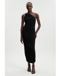 Karen Millen - One Shoulder Drapey Crepe Trim Detail Ruched Maxi Dress - Lyst