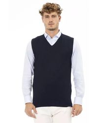 Alpha Studio - V-Ausschnitt Baumwoll-Pullover-Weste - Lyst