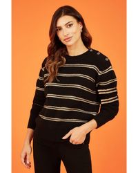 Yumi' - Jumper With Stripes And Button Details - Lyst