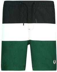 Fred Perry - Color Block S8510 426 Groene Zwemshort - Lyst