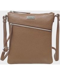 Assots London - 'rosy' Tan Pebble Grain Soft Real Leather Crossbody Bag - Lyst